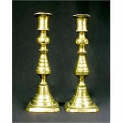Antique Pair Brass Candlesticks  Push Up #1695241
