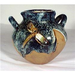 Antique Art Pottery Vase with Dragonfly #1695242
