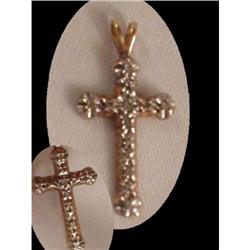 Edwardian genuine DIAMOND 10kt GOLD CROSS #1695250