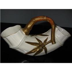 Antique Unusual bisque/gold sided vase! #1695258