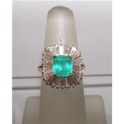 Estate Colombian Emerald Diamond Ring Gold #1695301