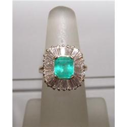 Estate Colombian Emerald Diamond Ring Gold #1695301