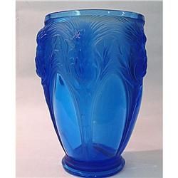 Antique reach blue color vase sign by artist, #1695378