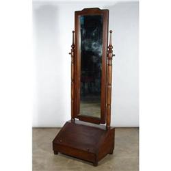 ANTIQUE FULL LENGTH VICTORIAN WALNUT MIRROR #1695412