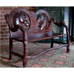 ANTIQUE RUSTIC PRIMITIVE ROOT ART HORSE BENCH #1695453