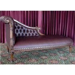 FRENCH VICTORIAN LEATHER SETTEE CHAISE LOUNGE #1695481