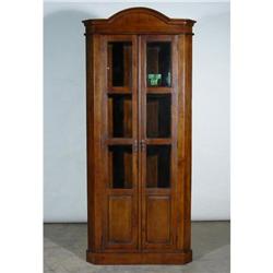ANTIQUE VICTORIAN WALNUT CORNER CURIO CABINET #1695482