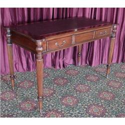 ANTIQUE LEATHER INLAID 2 DR WRITING OFFICE DESK#1695504
