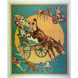 ORIGINAL C. 1920  CIRCUS POSTER /CLOWN/DONKEY #1695572