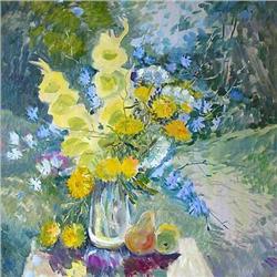 "Yellow Gladioluses" oil in impressionism #1707705