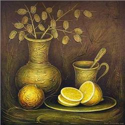 "Still Life with Lemon" symbolism style oil #1707716