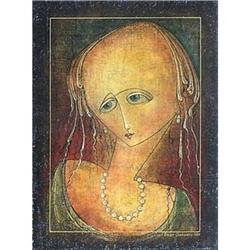 "Lady with Necklace" Rare oil by Omar Chkhaidze#1707728