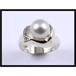 Majestic 14K Yellow Gold Pearl and Diamond Ring#1708037