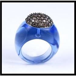 18K White Gold Blue Color Crystal Diamond Ring #1708039