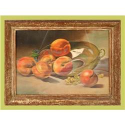 Art Drawing Framed Vandenbooca Peaches Grapes #1708080