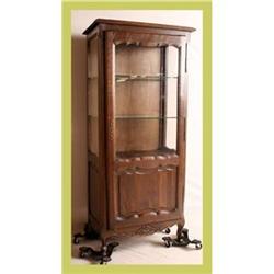French Louis XV Vitrine Carved Oak Cabinet #1708085