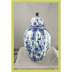 Blue Delft Ginger Jar Hand-Painted Regina Bird #1708088