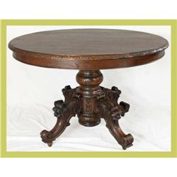 Antique French Hunting Dining Table Carved Oak #1708092