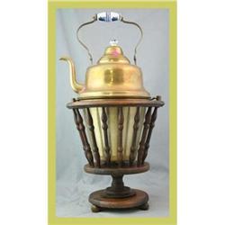 Kitchenware Kettle Oak Stand Brass Tea #1708093