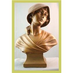 Antique French Art Deco Sculpture Woman in Hat #1708096