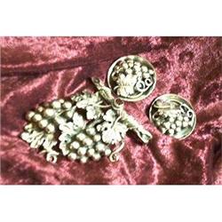 VINTAGE STERLING BROACH AND EARRINGS #1708112