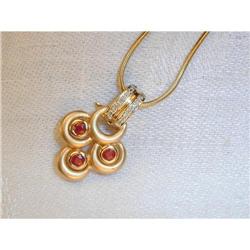 Estate 14K Gold Ruby Diamond Pendant Enhancer #1708121