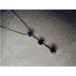 Estate 14K 3-Stone Tri-Stone Sapphire Necklace #1708125