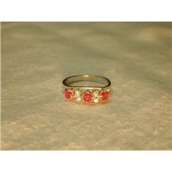 Estate 14K WG White Gold Ruby Diamond Band Ring#1708132