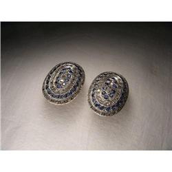 18K Pink Rose Gold Diamond Sapphire Earrings #1708185