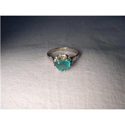 Estate 14K WG Gold Filigree Emerald Heart Ring #1708186