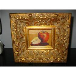 Magnificent painting of apples on board signed!#1708233