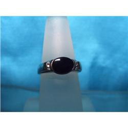Estate Diamond Onyx 14kt White Gold Ring #1708240