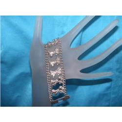 Estate Hallmarked Sterling Silver Bows Bracelet#1708250