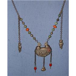 Ching Dynasty Chinese Silver Necklace Coral #1708432