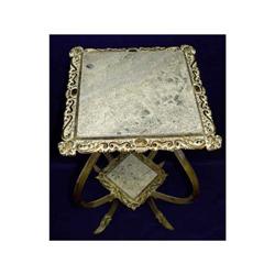 19c Bronze Marble 2 Tier Pedestal Table #1708438