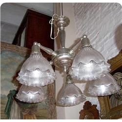 Art Deco Chandelier 5 lights original shades #1708503