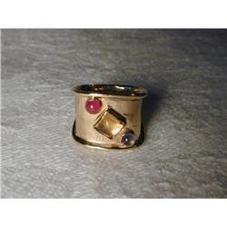 Estate 14K YG Gold Ruby Citrine Sapphire Band #1722158
