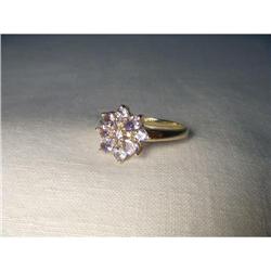 Estate 14K Gold Tanzanite Diamond Floral Ring #1722186