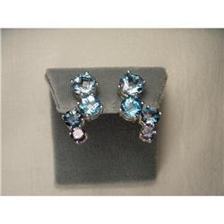 14K WG Gold Amethyst Blue Topaz Drop Earrings #1722188