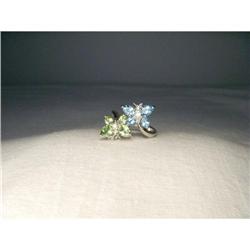 14K Gold Topaz Peridot Diamond Butterfly Ring #1722242