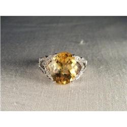 14K WG Gold Huge Citrine Diamond Filigree Ring #1722246