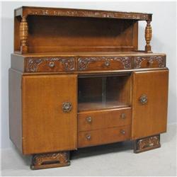 Antique Sideboard, Buffet, Glass Cabinet, Oak #1722452