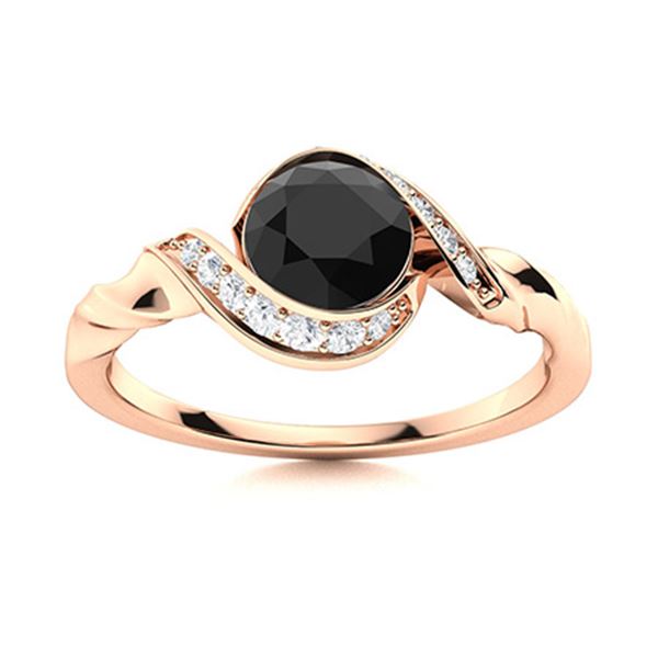 Natural 1.15 CTW Black & White Diamond Engagement Ring 18K Rose Gold