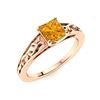 Image 2 : Natural 0.87 CTW Citrine Solitaire Ring 18K Rose Gold