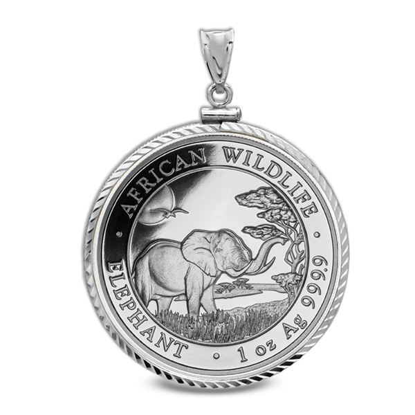 2019 Somalia 1 oz Silver Elephant Pendant (Diamond-Cut Screw-Top)