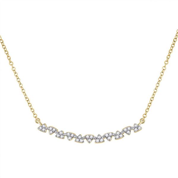 14kt Yellow Gold Womens Round Diamond Curved Bar Necklace 1/6 Cttw