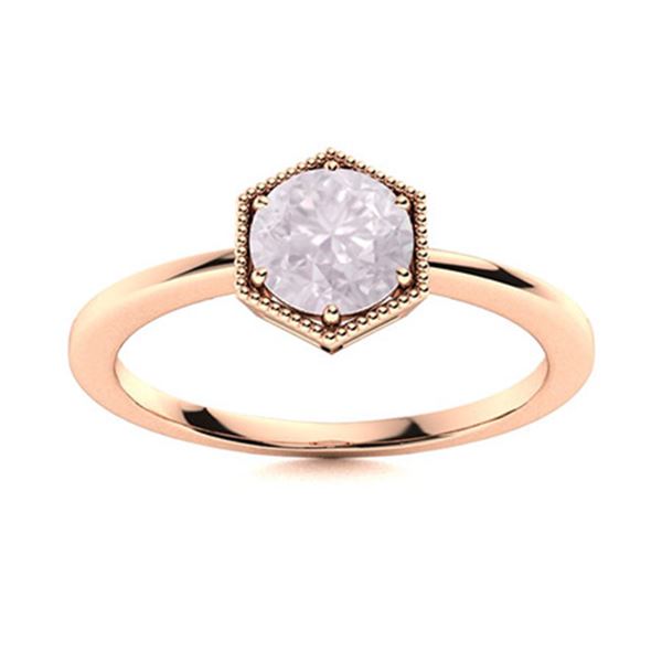Natural 0.72 CTW Rose Quartz Solitaire Ring 18K Rose Gold
