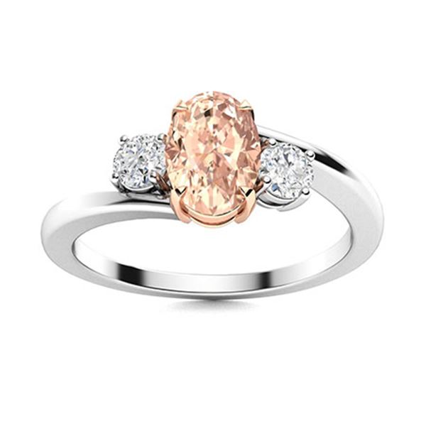 Natural 1.0 CTW Morganite & Diamond Engagement Ring 14K White Gold