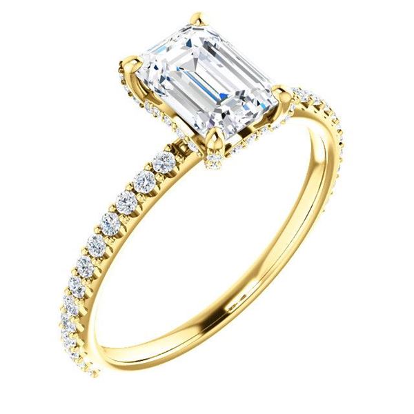 Natural 1.52 CTW Diamond Basket Emerald Cut Diamond Ring 18KT Yellow Gold