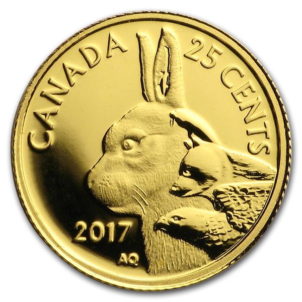 2017 Canada 1/2 Gram Pf Gold $0.25 Predator v Prey: Arctic Hare